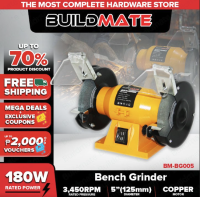 BUILDMATE Brand Bench Grinder Machine 5″ Inch 180W with Wheel Polishing Buffing Engraving Tool with Grinding Stone