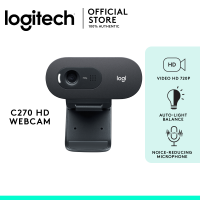 Logitech C270 HD Webcam HD 720p/30fps Widescreen HD Video Calling HD Light Correction Noise-Reducing Mic - Black