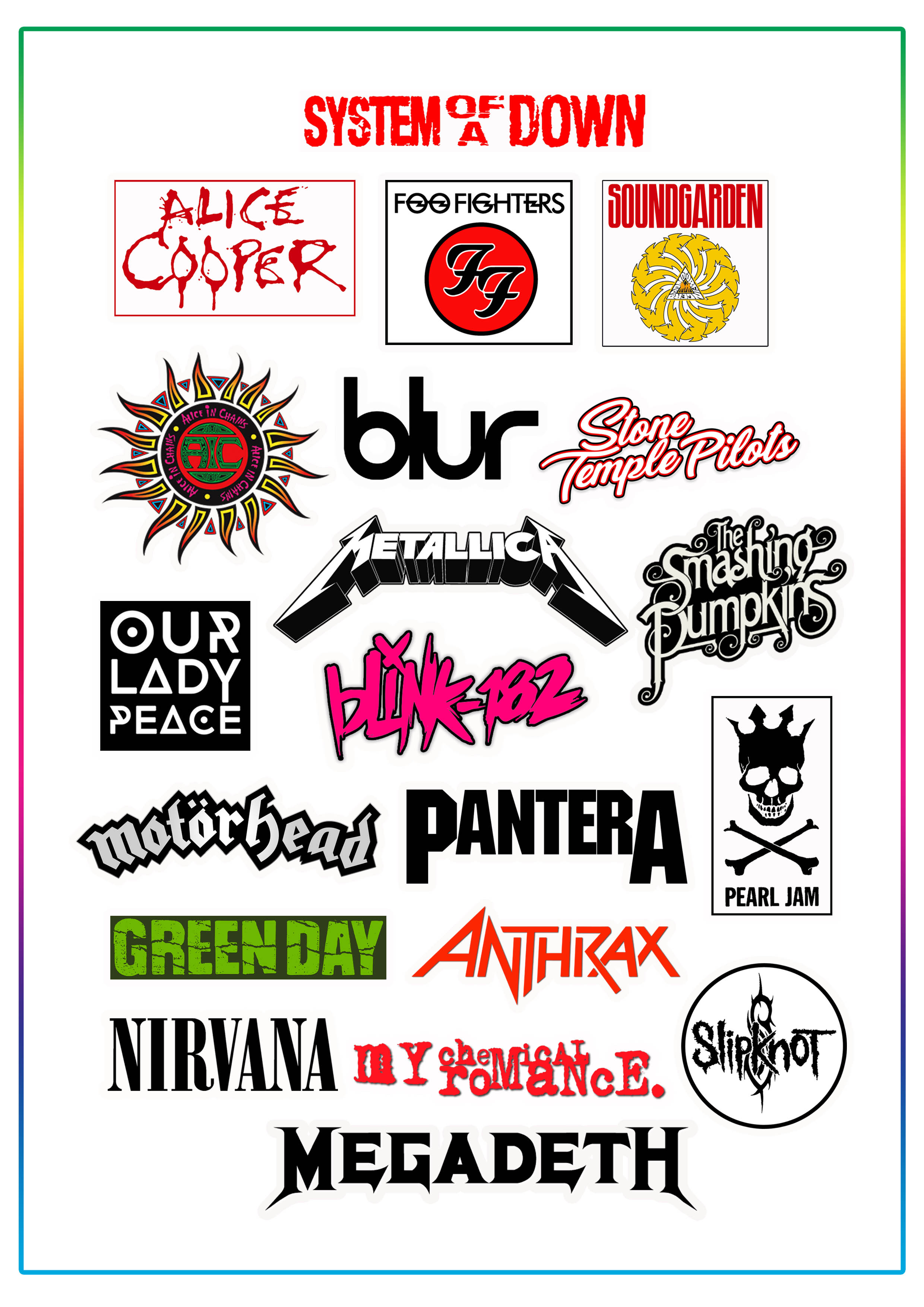 ALTERNATIVE ROCK BANDS VINYL LOGO STICKER
