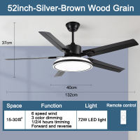 GOGEOUS Nordic ceiling fan with light modern ceiling fan with led light for living room 3 colors dimming 6 speed wind ceiling fan 5 blades big with remote wooden blades dc motor ceilings fan light with fan for ceiling for bedroom kitchen restaurant