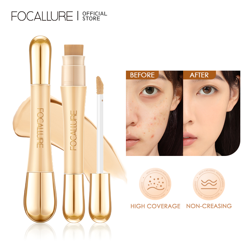 Focallure kem che khuyết điểm có cọ che phủ cao kem che khuyết điểm chống nước lâu trôi nhẹ như da