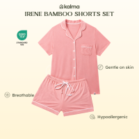 Kalma Bamboo Sleepwear Pajama Set | (VARIOUS COLORS) | Short Sleeve Button Up Shirt with Shorts | Irene Collection