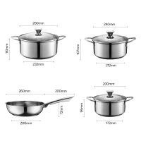 Redchef 6/7 Piece Stainless Steel Cookware Set is PFAS PTFE and PFOA free suitable for all stovetops cooking pots and frying pans.