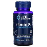 USA Life Extension Vitamin D3 (Cholecalciferol) in 25 mcg (1000 IU) 250 Softgels OR 125 mcg (5000 IU) 60 Softgels