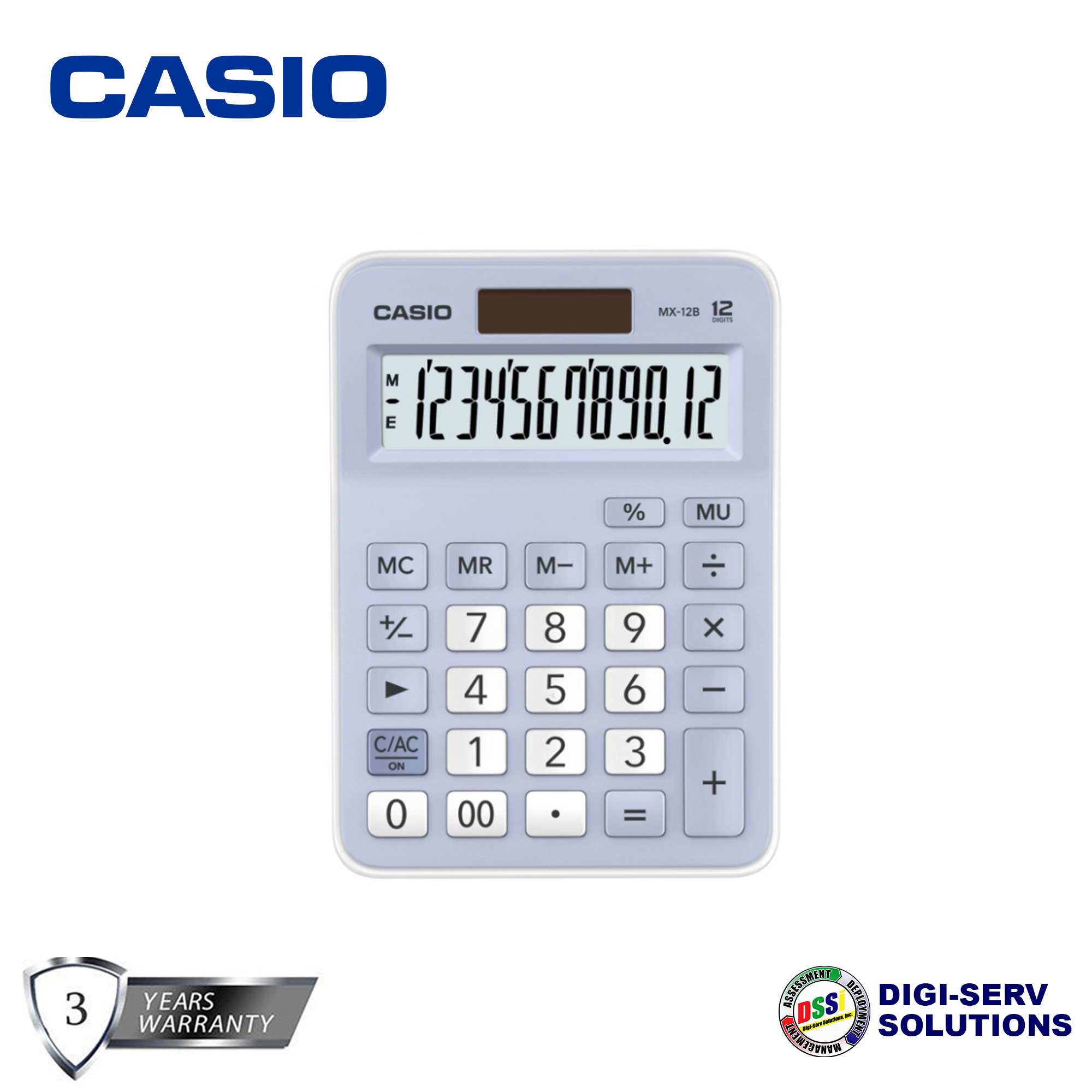 Casio MX-12B-LB (Blue) Practical Calculator