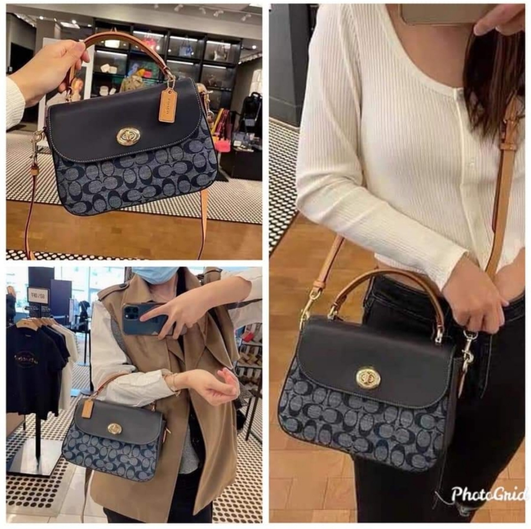 Coach C4921 Marlie Top Handle Satchel in Denim Signature Chambray and