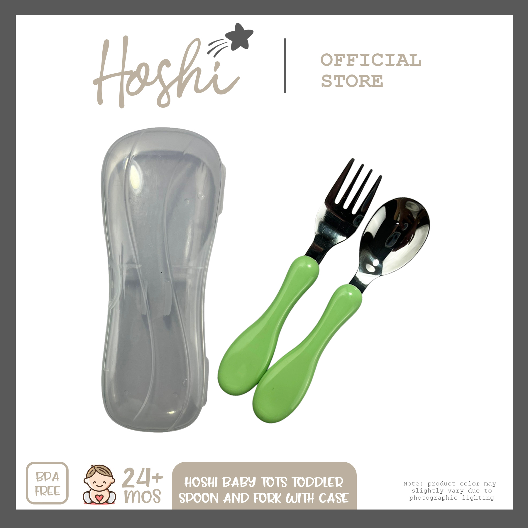 Hoshi Baby Tyke Stainless Steel Toddler Spoon and Fork w/ Storage Case BPA Free 24Mos+