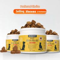 WASSUPET Dog Anti Itch Chewable Tick and Flea Remover for Dogs and Cats 45chews Dog Allergy Relief- Dog Itching Skin Relief- Dog Probiotics for Itchy Skin and Itchy Ears- Dog Allergy Paw Relief- Dog Allergy Chews- Dog Itch Relief - Dog Skin Allergy Relief