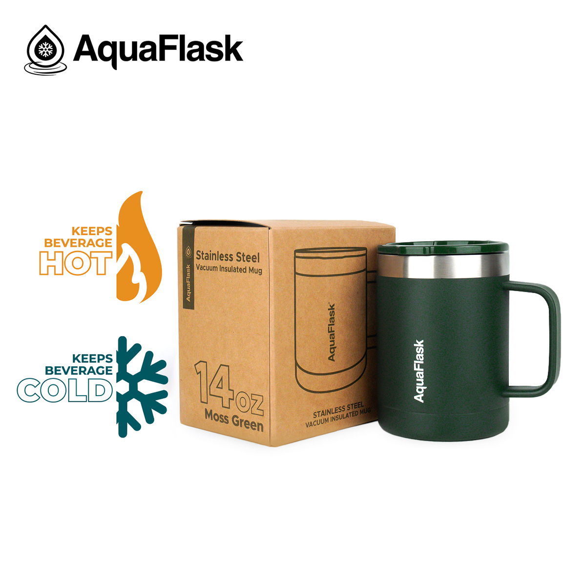 AquaFlask 14oz Insulated Mug Drinkware Stainless Steel