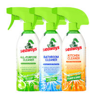 Seaways 3-Piece Cleaning Spray Set: Bathroom + Kitchen + All-Purpose | Plant-Powered & Safe