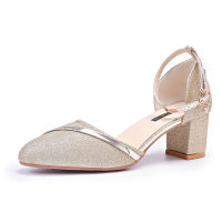 Venalisa Womens single buckle bridesmaid bride thick and elegant wedding high heels