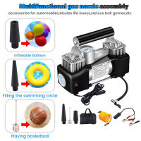 12V 150PSI Car Electric Air Pump with Pressure Gauge Auto Inflatable Pump Dual Cylinder Car Tyre Inflator with LED Light