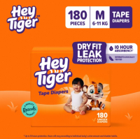 HEY TIGER Tape Super Jumbo Box MEDIUM (6-11 kg) - 180 pcs - Tape Diapers