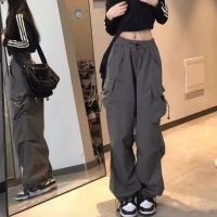 GDTIMA Street Loose Thin Drawstring Wide-leg Cargo Pants Women Kpop Spice Girls 2024 Casual Trousers