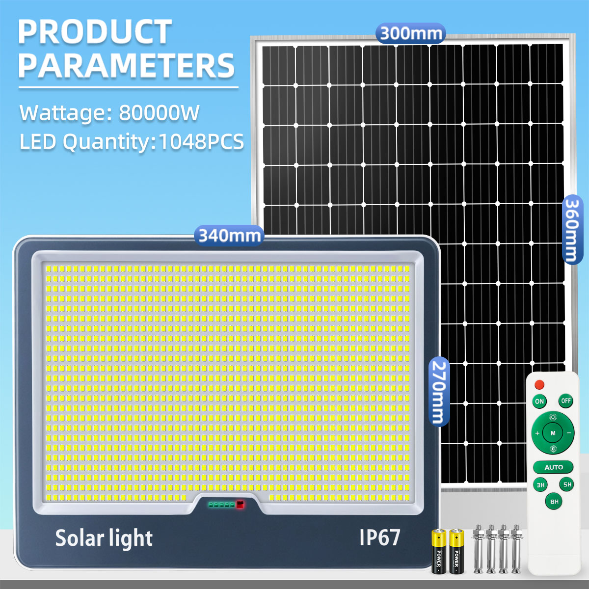 EEKOO BUY1 TAKE1 50000 Watts Solar Energy Light Outdoor Waterproof Street Light With Panel Heavy Duty Flood Lamps 10000W 80000W 5000W Promo Sale Support COD 5 Yeas Warranty