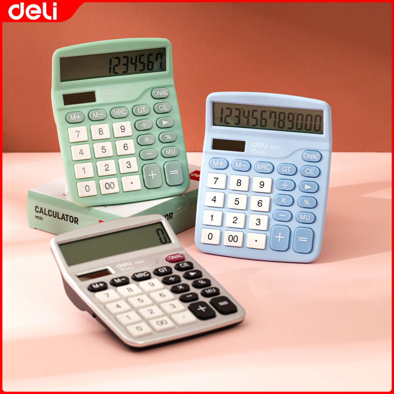 Deli Desktop Calculator For Business Dual Power Office Calculator 12-Bit Large Screen Office Stationery 837ES/EM221