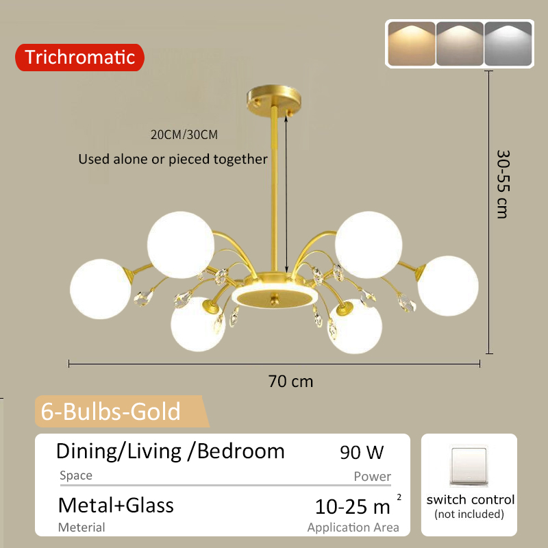 SOLO Chandelier For Living Room Tricolor Light Nordic LED Chandelier Minimalist Chandllier Pendant Light Led Ceiling Lamp Living Room Restaurant Light Ceiling Lights LED