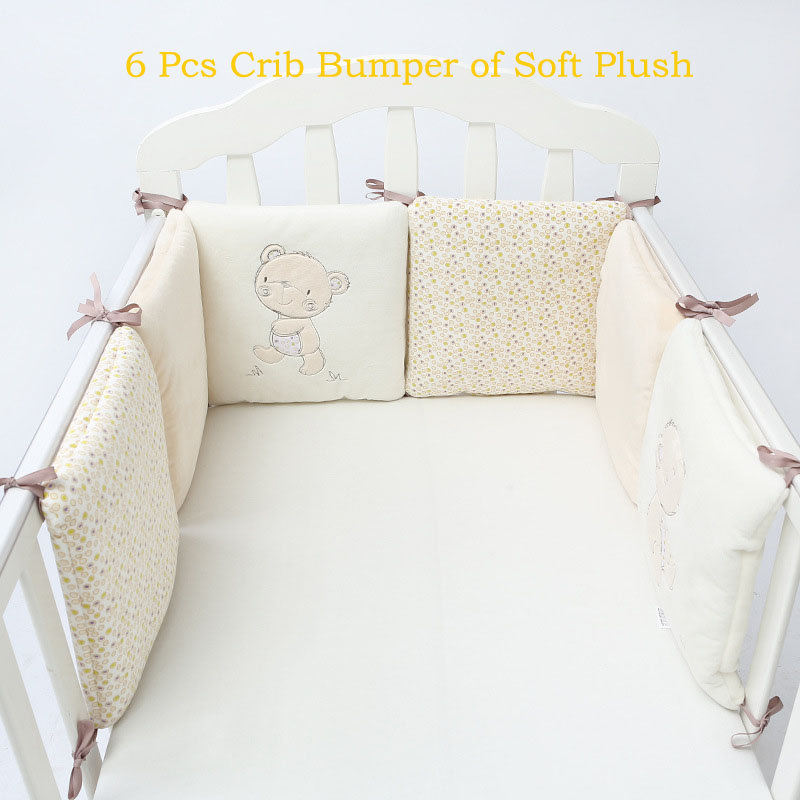 Bear bed circumference 6-piece set Infant Crib Bumper Bed Protector Baby Kids Cotton Cot Nursery bedding 6 pc plush bear bumper for boy and girl