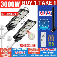 【BUY 1 TAKE 1】Solar Street Light 3000W Solar Light Outdoor Waterproof IP67 2000W 1000W Solar Lamp 2835LED Garden Light Automatically Night Light Flood Light Intelligent Sense With Remote Christmas Lights