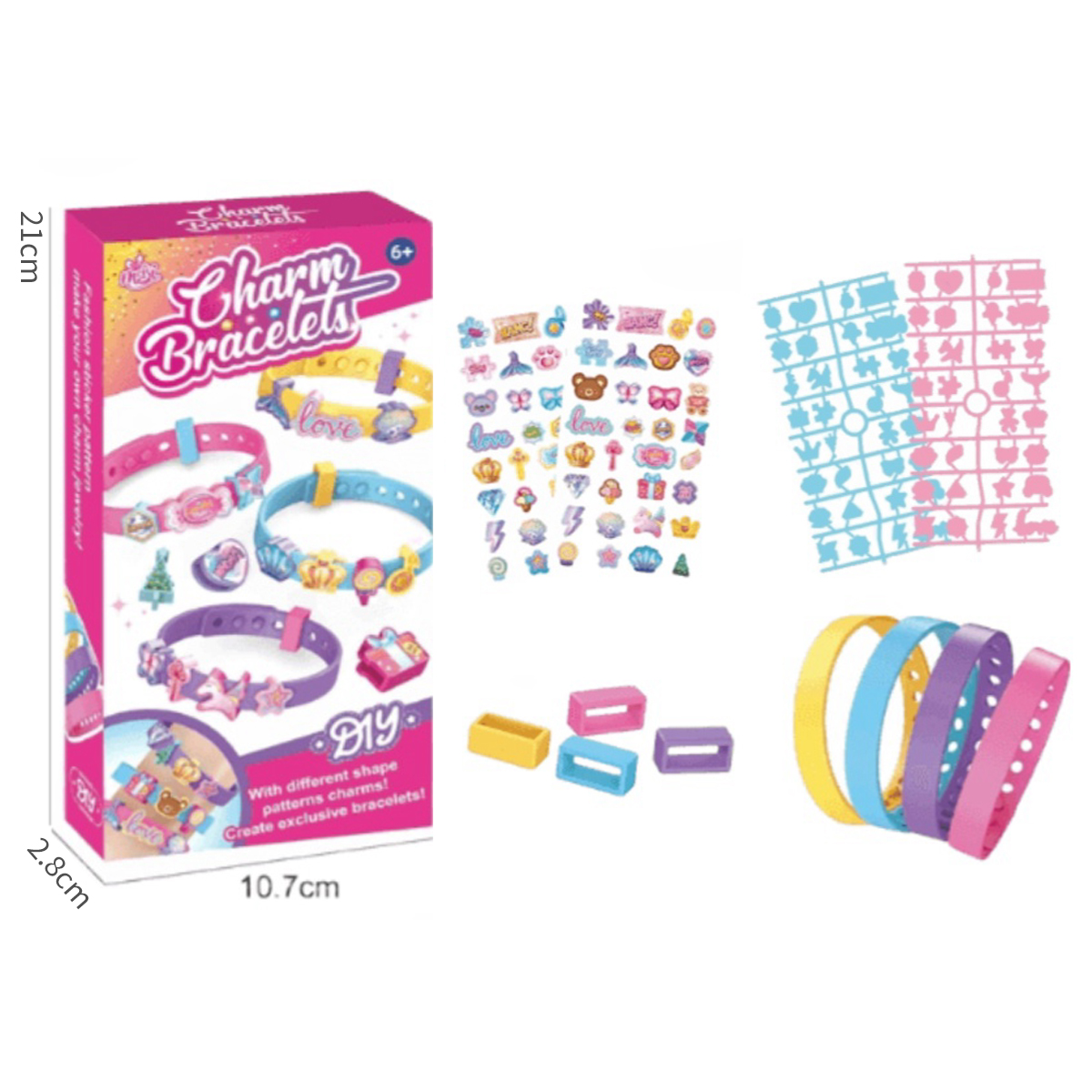 Kids 4PCS DIY Bracelet Beads and Blocks Wristband Adjustable Length Toys For Girls Boys Gifts