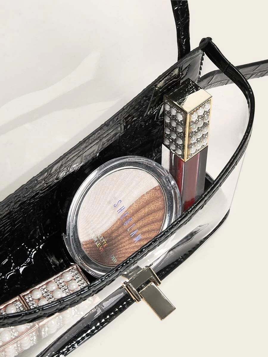 SHEIN Croc Embossed Clear Flap Fanny Pack review and price