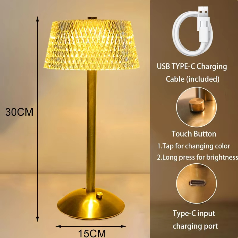 JOYCE Lamp LED Rechargeable Lamp Aluminum Alloy Table Lamp USB Rechargeable Table Lamp Touch Control Wireless Night Light Three Colors Adjustable Brightness Bar Lamp Study Bedroom Living Room Cafe Hotel Bar Decorative Mood Lamp
