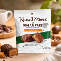 RUSSELL STOVER SUGAR-FREE CARAMEL CHOCOLATE CANDY 1.5 OZ.