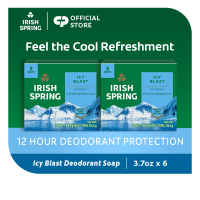 Irish Spring Icy Blast Body Soap with Flaxseed Oil 12-Hour Fresh Deodorant Bar Soap 3.7 oz Pack of 6