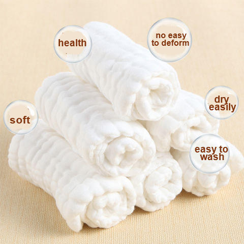 5PCS Baby Washable Reusable Cotton Diapers 12 Layers Breathable Cloth InsertsTraining Pants