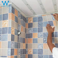 wanfish new tiles walllpaper sticker design for wall home decor waterproof self adhesive 10meters by 45cm wallpaper for living room bathroom wallpaper design