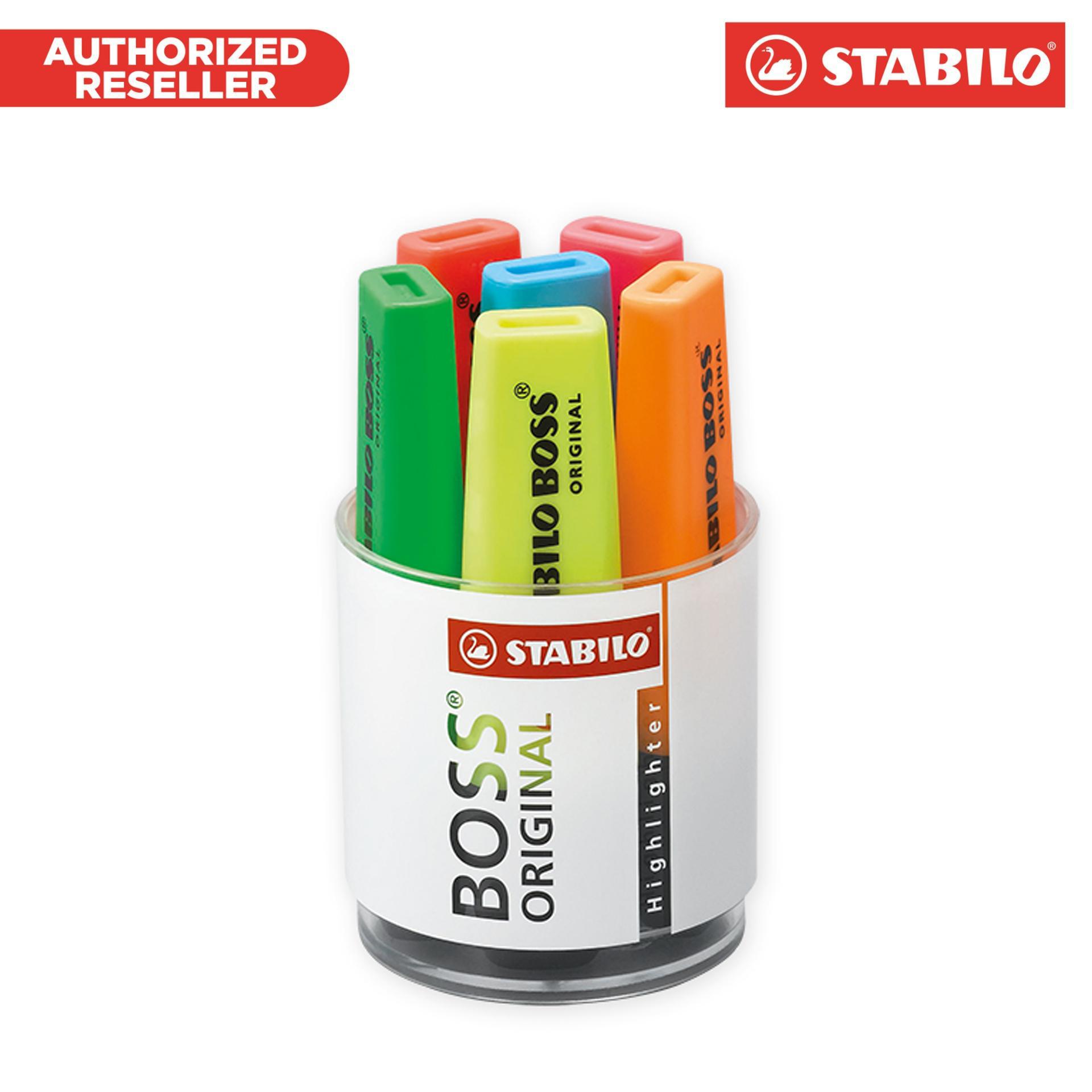 STABILO Boss Original Highlighters 6’S IN TRANSPARENT ROUND BOX