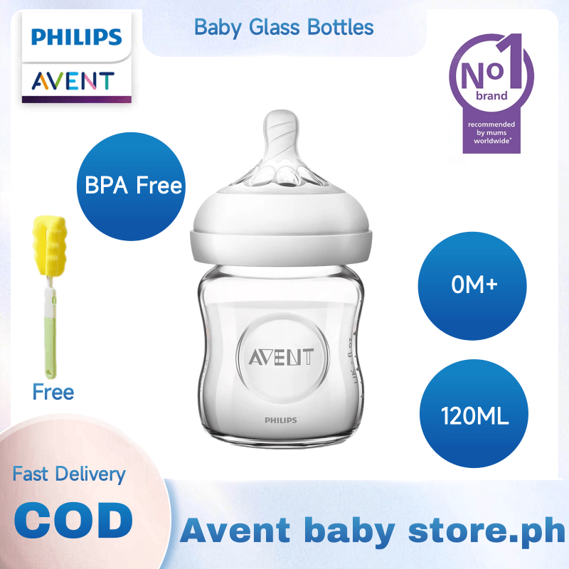 Philips AVENT Baby Glass Bottles For Newborn 4oz 120ML Baby Glass Feeding Bottle Elephant For Boy and Girl Natural Newborn Baby Glass Bottle Set On Sale Feeding Bottle For Newborn 0M+ Shatter-resistant Baby Bottle
