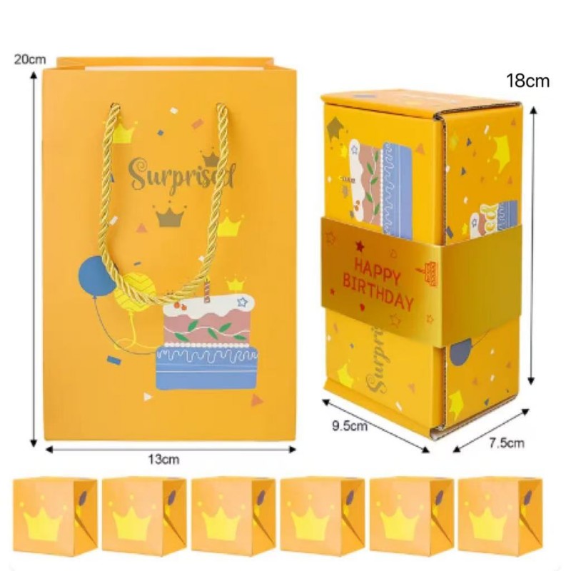 DIY Surprise Pop-Up Explosion Gift Box - Yellow Folding Money Bounce Box - Birthday Gifts Valentines Day Decoration