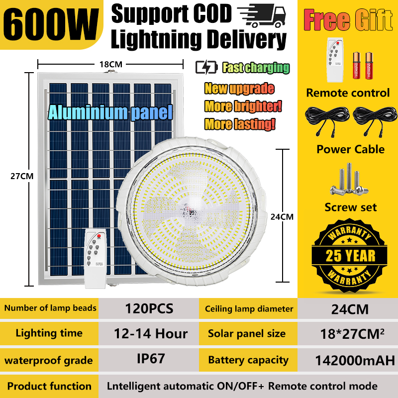 【Free Shipping】3 colors solar ceiling light lamp solar lights 1200W 900W 700W 400W 200W 100W 80W LED solar lights outdoor waterproof remote control solar light applied to bedroom 30 Year Warranty kitchen bathroom corridor staircase living room super brigh