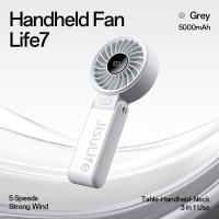 JISULIFE Handheld Fan Life7 Mini Fan Portable Rechargeable 5000mAh Battery Foldable USB Electric Fans With 5 Gears Strong Wind For Summer School Small Fans