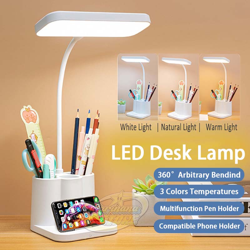 alaiya Bendable Desk Lamp With Pen Holder USB Rechargeable Study Lamp Shade Reading Night Lamp Multifunctional Eye Care Learning Table Light For Student Dormitory Bedroom