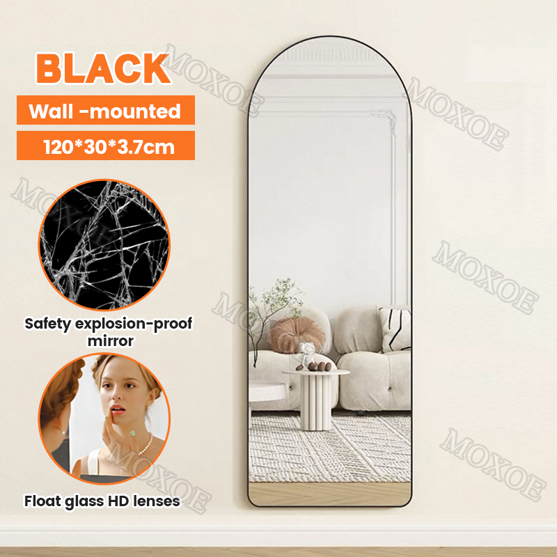 Full-Length Mirror with Aluminum Frame Full Body Mirror Hang/Stand With Bracket