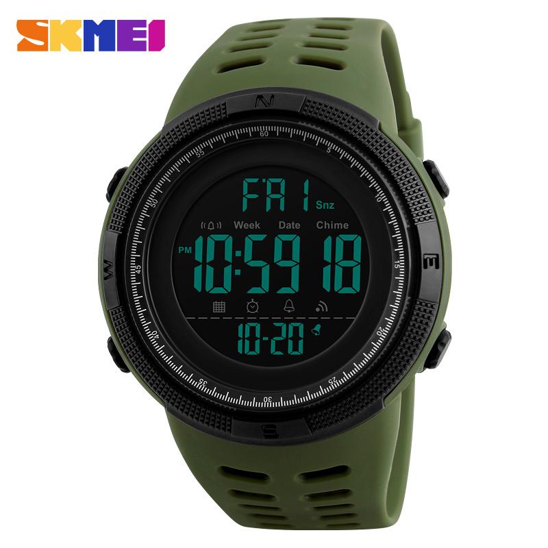 SKMEI 1251 Fashion Outdoor Sports Watches 50M Waterproof Watches Countdown Double Time Watch Alarm Chrono Digital Wristwatches