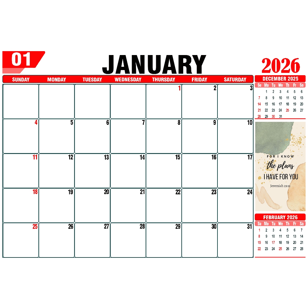 Desk/Table Tent Planner Calendar 2026- VERSE