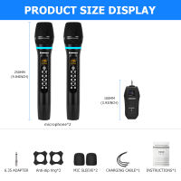 Wireless Metal UHF Bluetooth Microphone With Echo Control Dual Handheld Cordless Dynamic Rechargeable Mic Receiver 10m/32ft with karaoke machines and PA systems Work Range 50m/164ft 1500MAH for Speech Church Wedding DJ Party