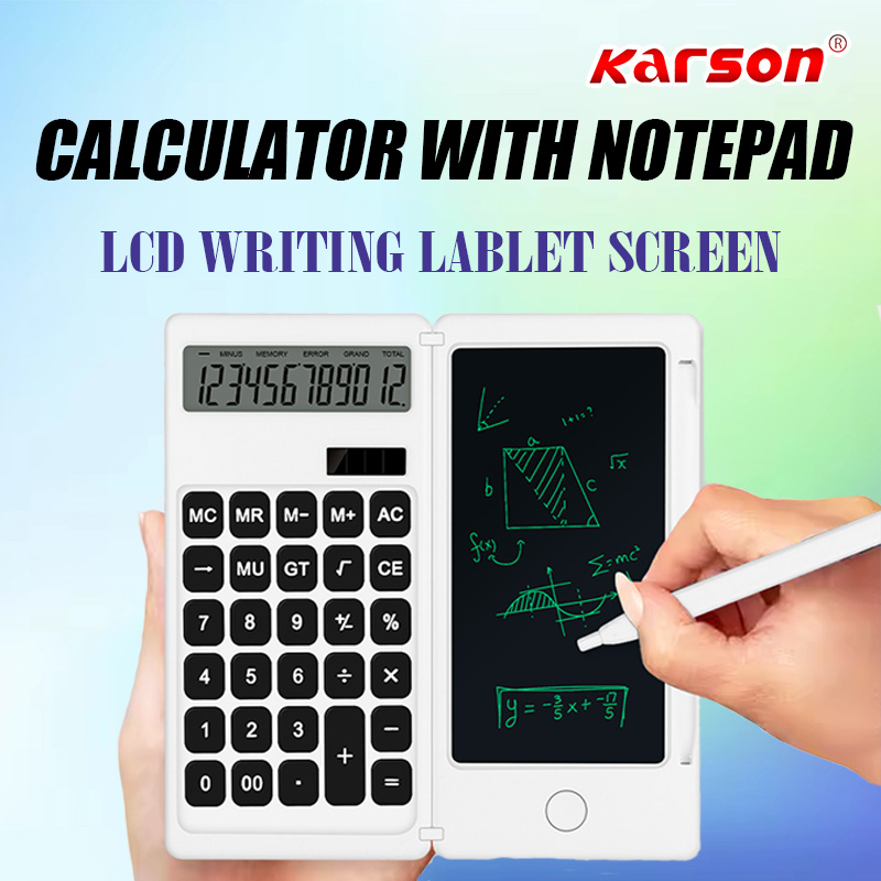 Calculator With LCD Writing Tablet Desktop Calculators 10 Digits Display With Stylus Erase Button Thin And Foldable Design For Daily And Basic Office