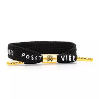 RASTACLAT Fat Lace Bracelet: Positive Vibes Black/Gold (M/L Headercard)