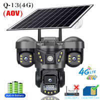 V380 AOV 24 Hours Keep Recording  15MP Three Lens HD Outdoor 4G Solar Camera Night Vision PIR Human Detection Wireless Video Surveillance 4G sim Three Lens Outdoor CCTV