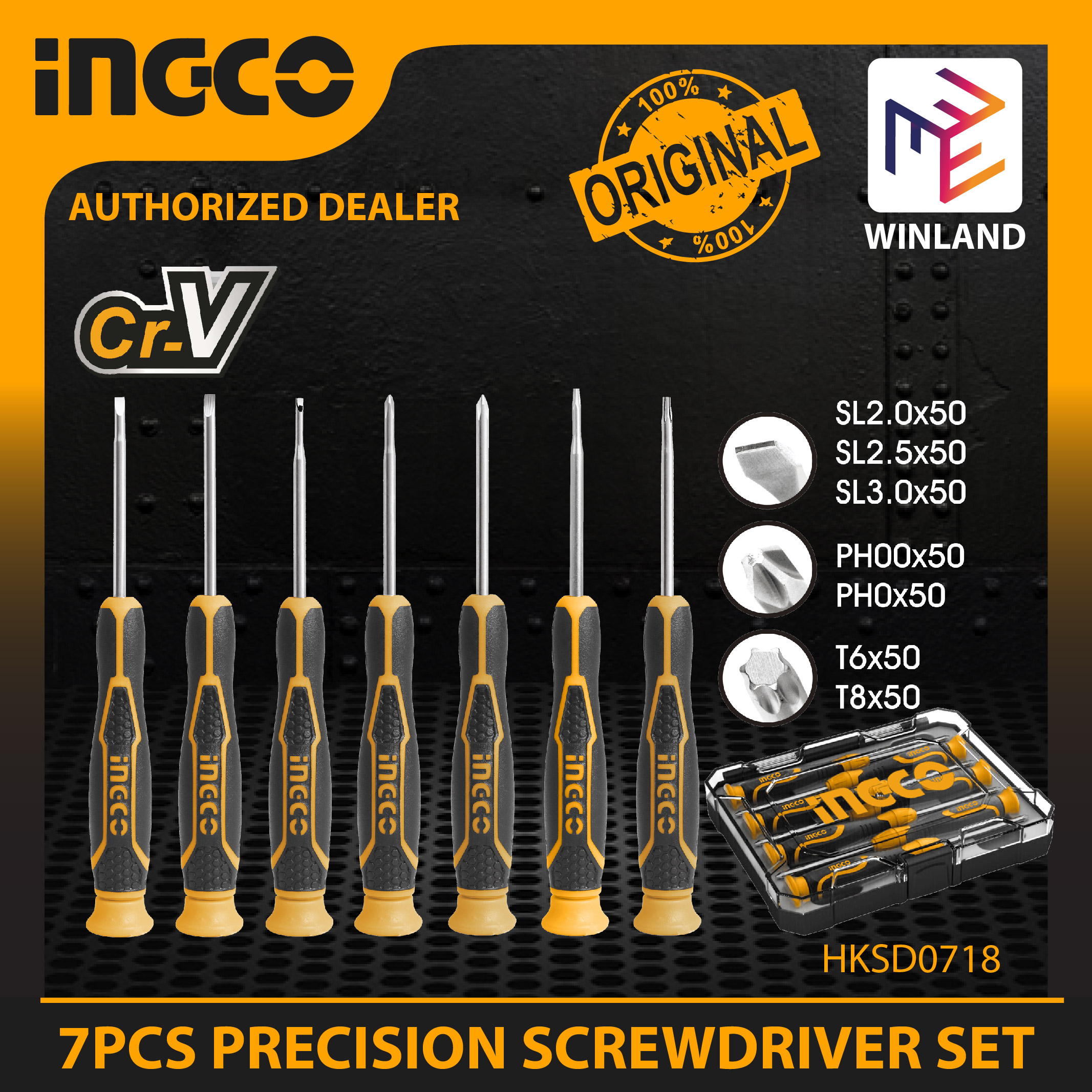 INGCO Precision Screwdriver Set Screw Driver CRV 7pcs/SET HKSD0718