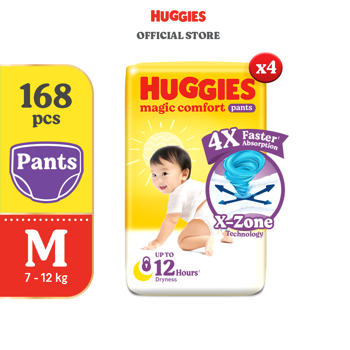 Huggies Magic Comfort Pants Medium - 42 pcs x 4 packs (168 pcs)