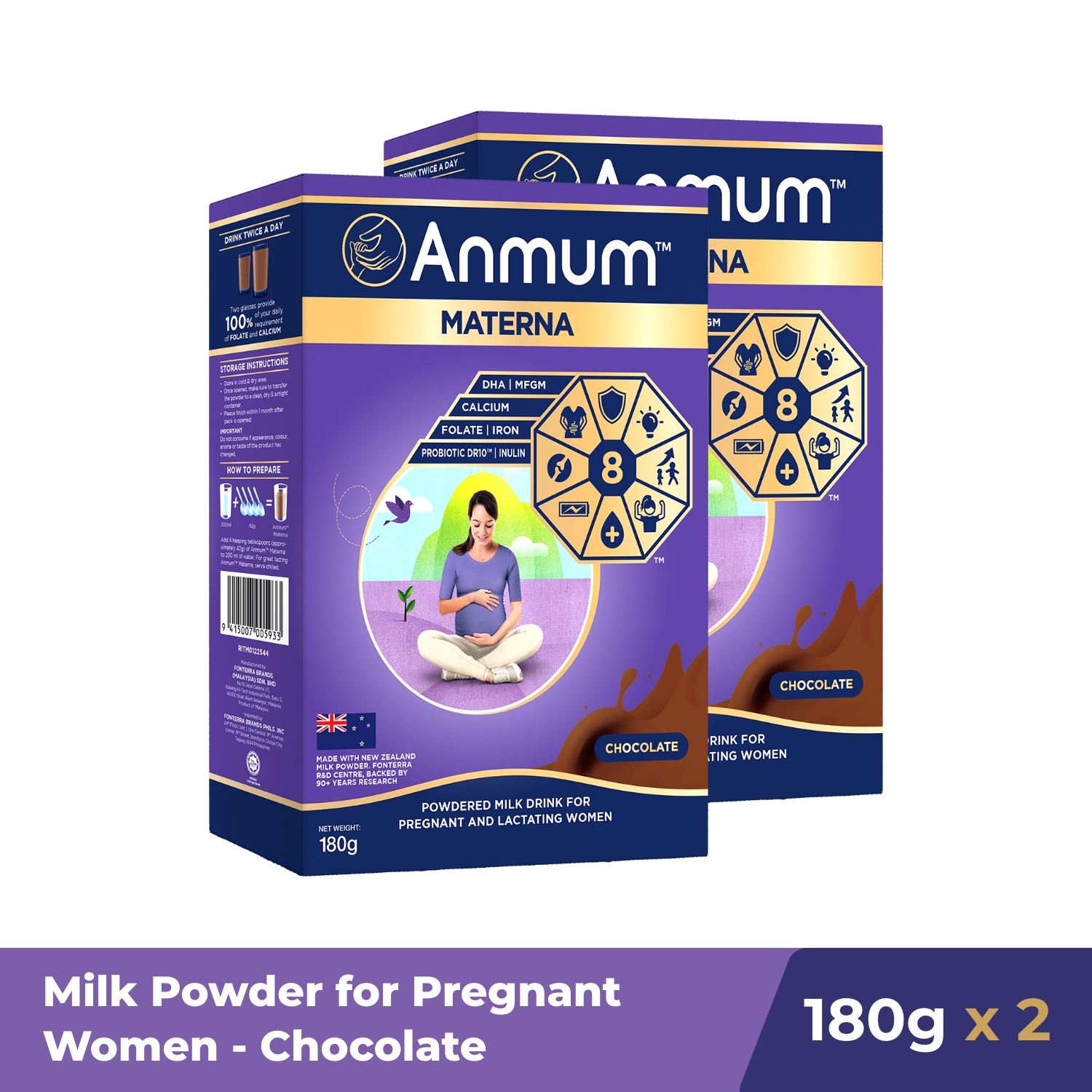 Anmum Materna Pregnancy Milk Powder Chocolate 180G x2