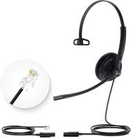 Yealink Headset with Microphone RJ9 for Voip Phone Wired Headset Teams Certified YHS34 YHS33 Noise Cancelling with Mic (YHS34-Lite-MONO Black)