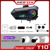 MOFOX Y10-2X Motorcycle Intercom Headset Bluetooth Wireless Headset Voice Control For 2 Rider