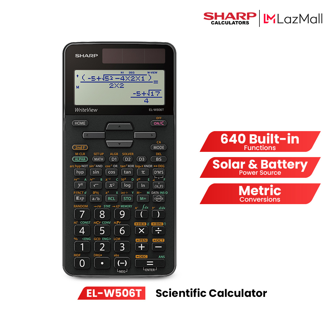 Sharp Scientific Calculator EL-W506T for Students – 4-Line Display Solar & Battery Operated 640 Functions with Hard Cover — Sharp Calculator