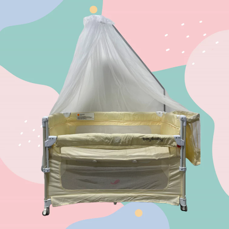 5 in 1 Portable Crib For Baby One-Handed Setup Baby Crib Pack and Play with Removable Changing Station. Foldable Bassinet Bedside Sleeper with Storage Organizer Toy Bar for Newborns to Toddlers